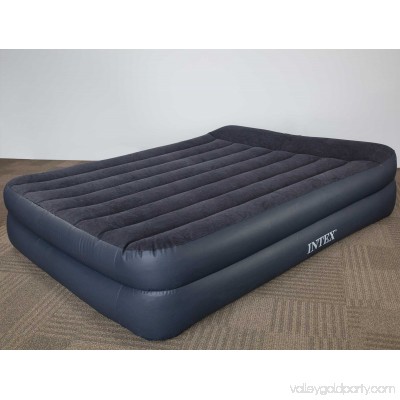 Home Source Intex Pillow Rest Blue Downy Air Queen Bed w/ 120V Pump 553532032